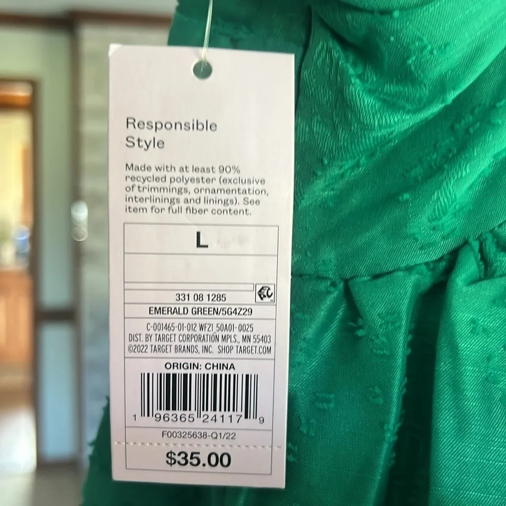 Wild Fable Women's Sleeveless Tiered Fit & Flare Dress Emerald Green Large NWT - Picture 6 of 13